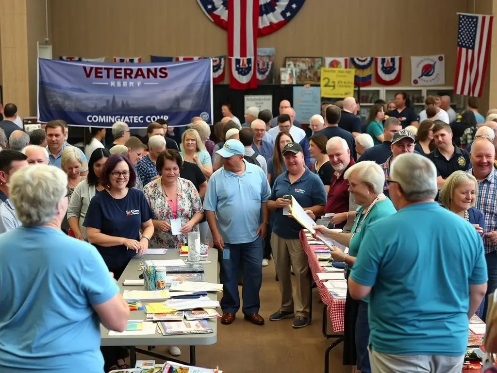 A community gathering where veterans receive support and resources.